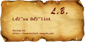 Léva Bálint névjegykártya